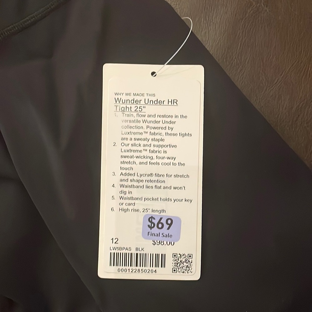 Brand new Lululemon Wunder Under crop leggings